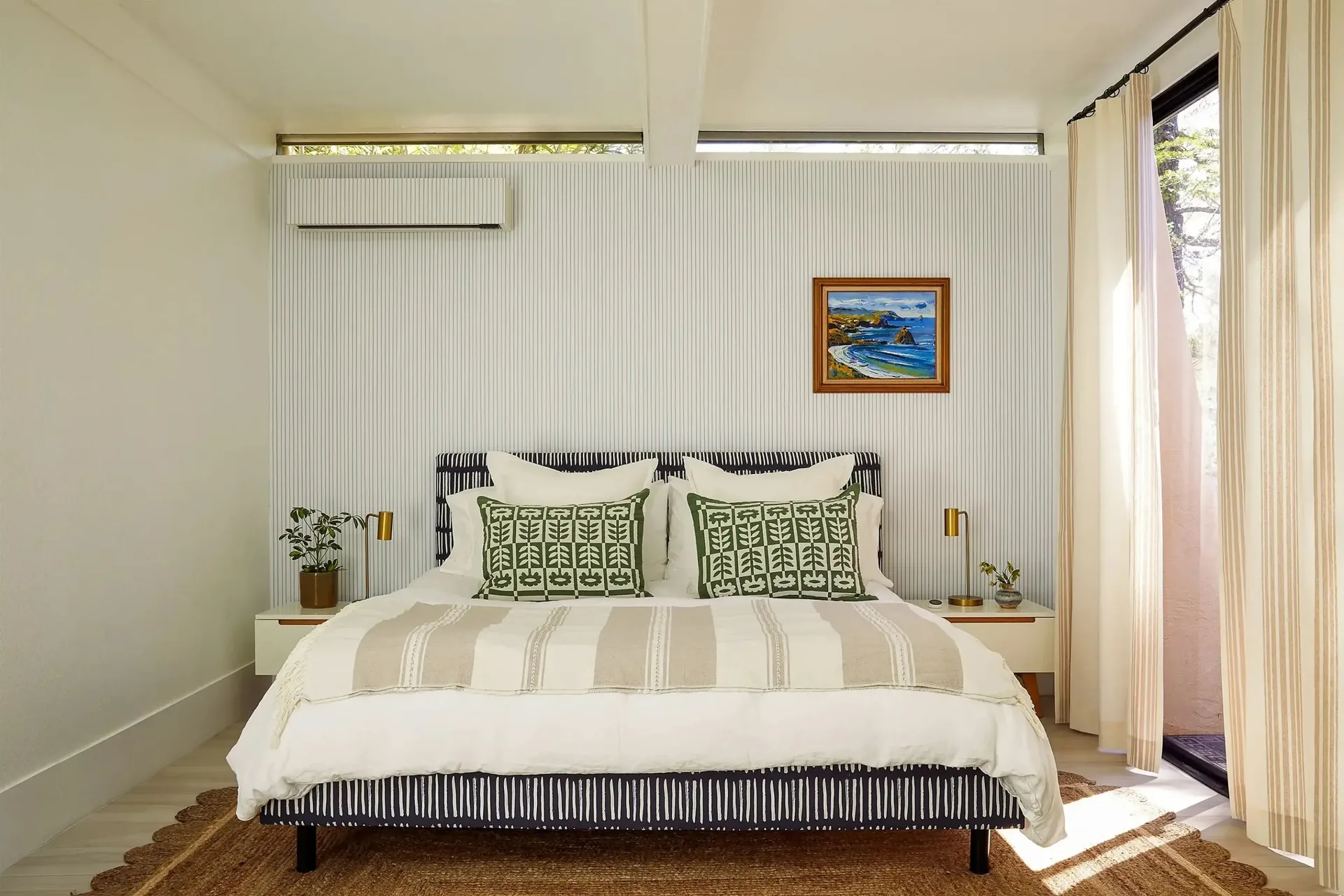 Quilt indoor heating and cooling unit integrated into a premium bedroom